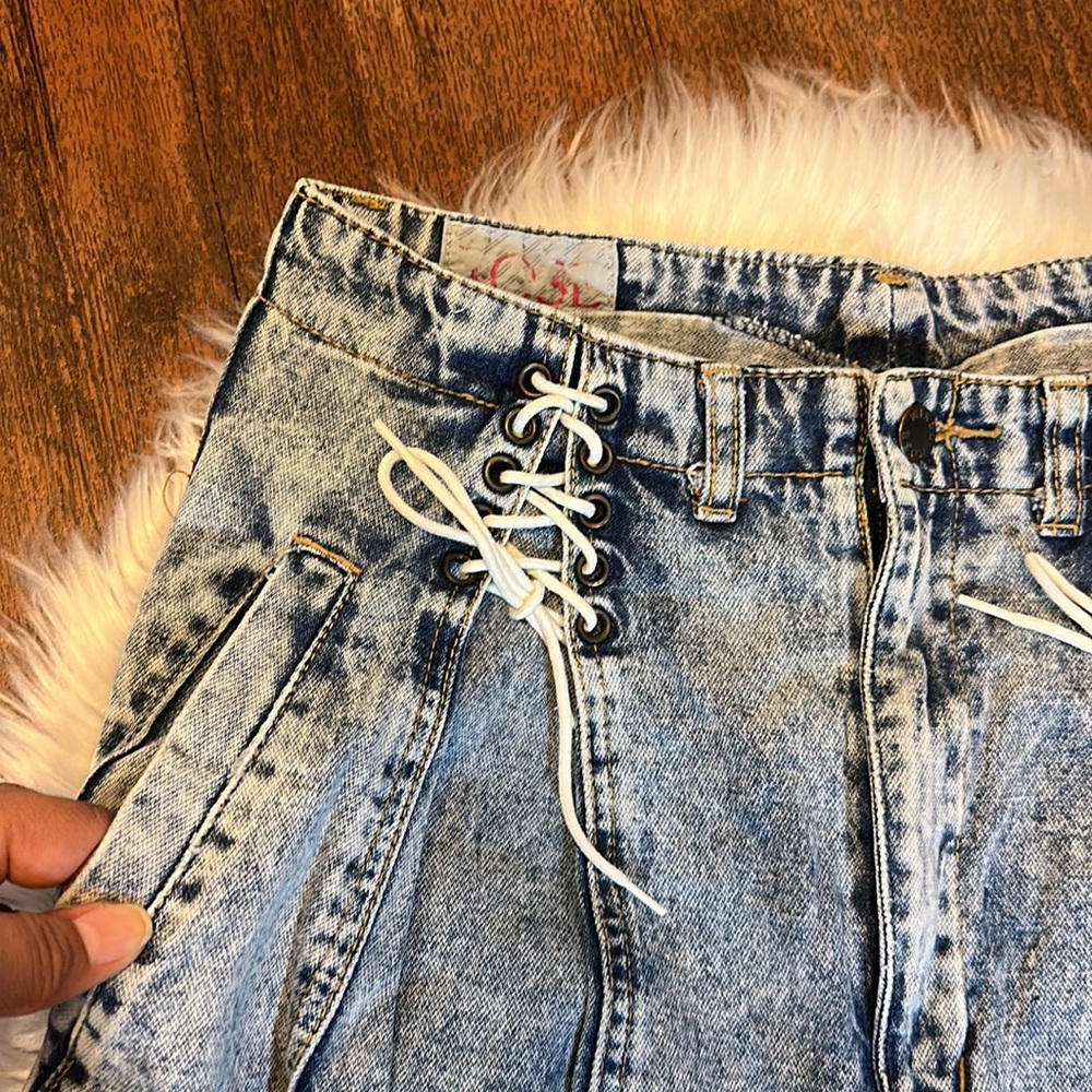 Rose Denim Vintage Retro Acid Vintage Wash High Waisted Jeans - Picture 3 of 7